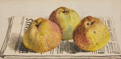 Still Life with Three Apples and Newspaper by Albert Anker